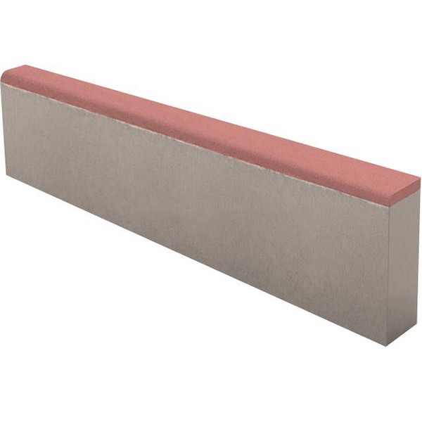 Бортовой камень тротуарный БР 100.20.8 Красный верхний прокрас на сером цементе основа - серый цемент 1000*200*80мм МЗ 342