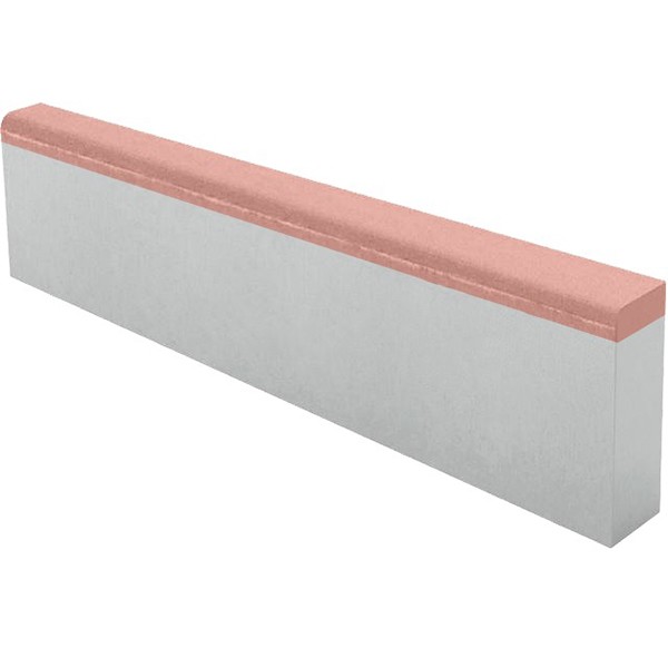 Камень бордюрный БР100.20.8 Гладкий Красный верхний прокрас на сером цементе основа - серый цемент 1000*200*80мм Выбор