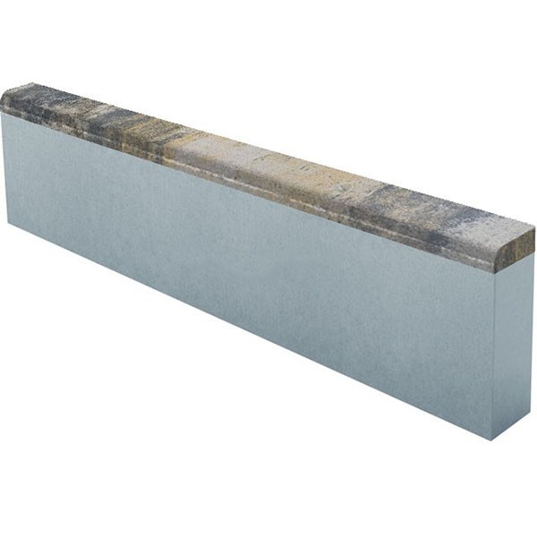 Бордюр тротуарный CMX16 Сланец верхний прокрас mix основа - серый цемент 1000*200*80мм Лидер 40