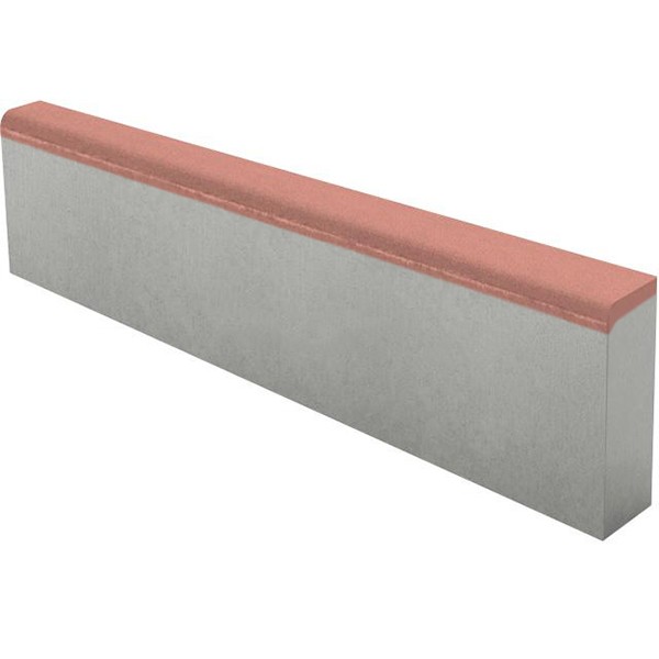 Камень бордюрный БР-100.20.8 Бордовый верхний прокрас на сером цементе основа - серый цемент 1000*200*80мм Колдиз