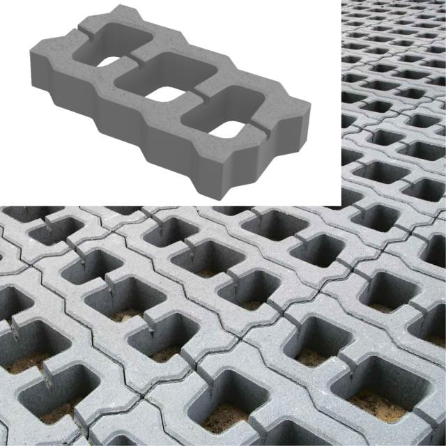 Газонная решетка 1РД10 Серый основа - серый цемент 600*400*100мм Нобетек