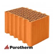 Керамический блок теплая керамика 38 Thermo красный рифленый рабочий размер 380мм 380*250*219мм М75кг/см2 пустотелый Wienerberger (Porotherm)