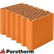 Керамический блок теплая керамика 38 Thermo красный рифленый рабочий размер 380мм 380*250*219мм М75кг/см2 пустотелый Wienerberger (Porotherm)