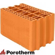 Керамический блок теплая керамика 25 М красный рифленый рабочий размер 250мм 250*375*219мм М100кг/см2 пустотелый Wienerberger (Porotherm)