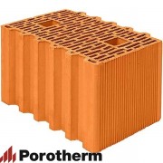 Керамический блок теплая керамика 38 красный рифленый рабочий размер 380мм 380*250*219мм М100кг/см2 пустотелый Wienerberger (Porotherm)