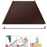 Фальцевая панель кликфальц (самозащелкивающийся) плоский 542/510мм Rooftop Бархат (Rooftop Matte) 0.5мм RAL 8017 (коричневый) Grand Line