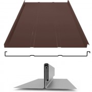 Фальцевая панель двойной фальц Line 625/550мм Rooftop Бархат (Rooftop Matte) 0.5мм RAL 8017 (коричневый) Grand Line