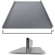 Фальцевая панель двойной фальц плоский 625/550мм Velur X 0.5мм RAL 7024 (серый) Grand Line