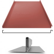 Фальцевая панель двойной фальц плоский 625/550мм Полиэстер 0.45мм RAL 3009 (красный) Grand Line