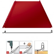Фальцевая панель кликфальц (самозащелкивающийся) плоский 542/510мм Полиэстер 0.45мм RAL 3011(красный) Grand Line