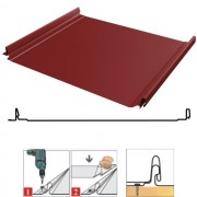Фальцевая панель кликфальц (самозащелкивающийся) Pro 517/470мм Rooftop Бархат (Rooftop Matte) 0.5мм RAL 3011(красный) Grand Line
