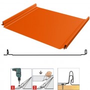 Фальцевая панель кликфальц (самозащелкивающийся) Pro 517/470мм Полиэстер 0.45мм RAL 2004 (оранжевый) Grand Line