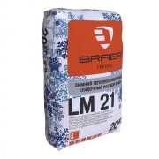 Кладочная смесь цементная BRAER LM 21 (теплоизоляционная) зимняя М50 серый 20кг